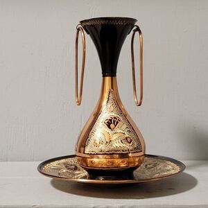 Turkish Copper Vase With Plate